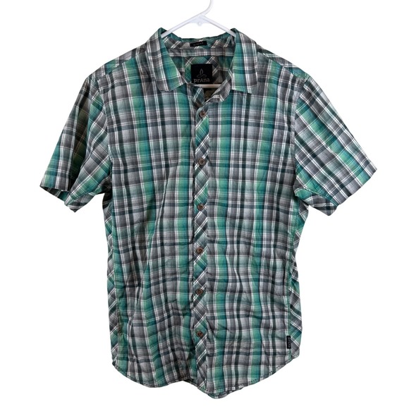 Prana Other - Prana Slim Fit Plaid Button Up Short Sleeve Casual Shirt‎ Men's Size Large